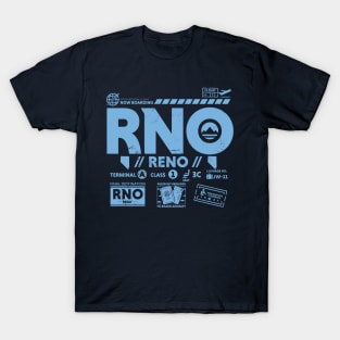 Vintage Reno RNO Airport Code Travel Day Retro Travel Tag Nevada T-Shirt